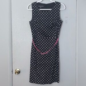 Jones Wear sleeveless black-and-white polka dot sheath empire waist dress 10